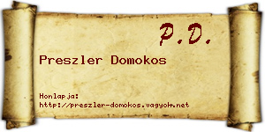Preszler Domokos névjegykártya